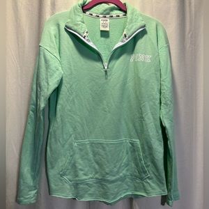 PINK Victoria Secret’s Pullover Sweatshirt Zip Up Mint Green and White